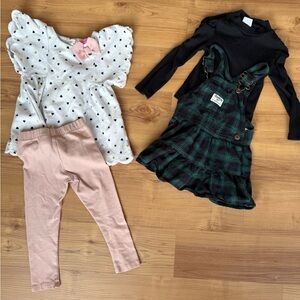 4 piece bundle. Isaac Mizrahi White Garment with Black and Green dress Oshkosh